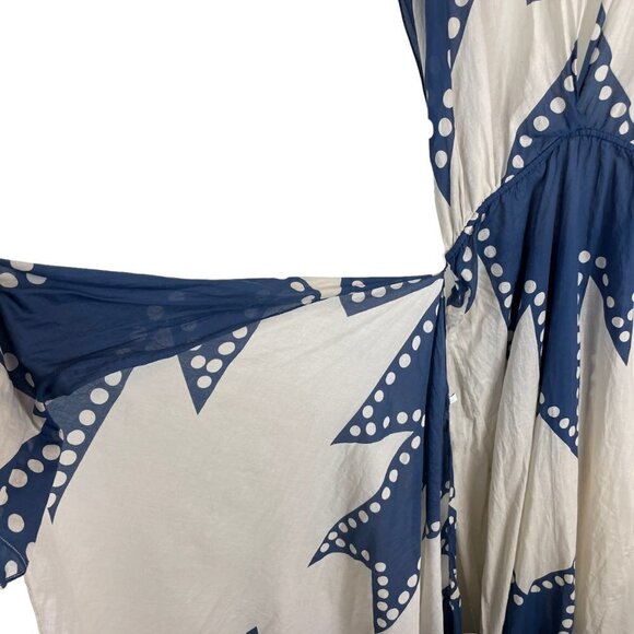 Johanna Ortiz Beach Panache Printed Cotton Voile Maxi Dress White Blue Size 4 - Picture 5 of 12